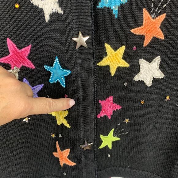 Jack B. Quick Women's Black Star Cardigan Sweater - Picture 8 of 8